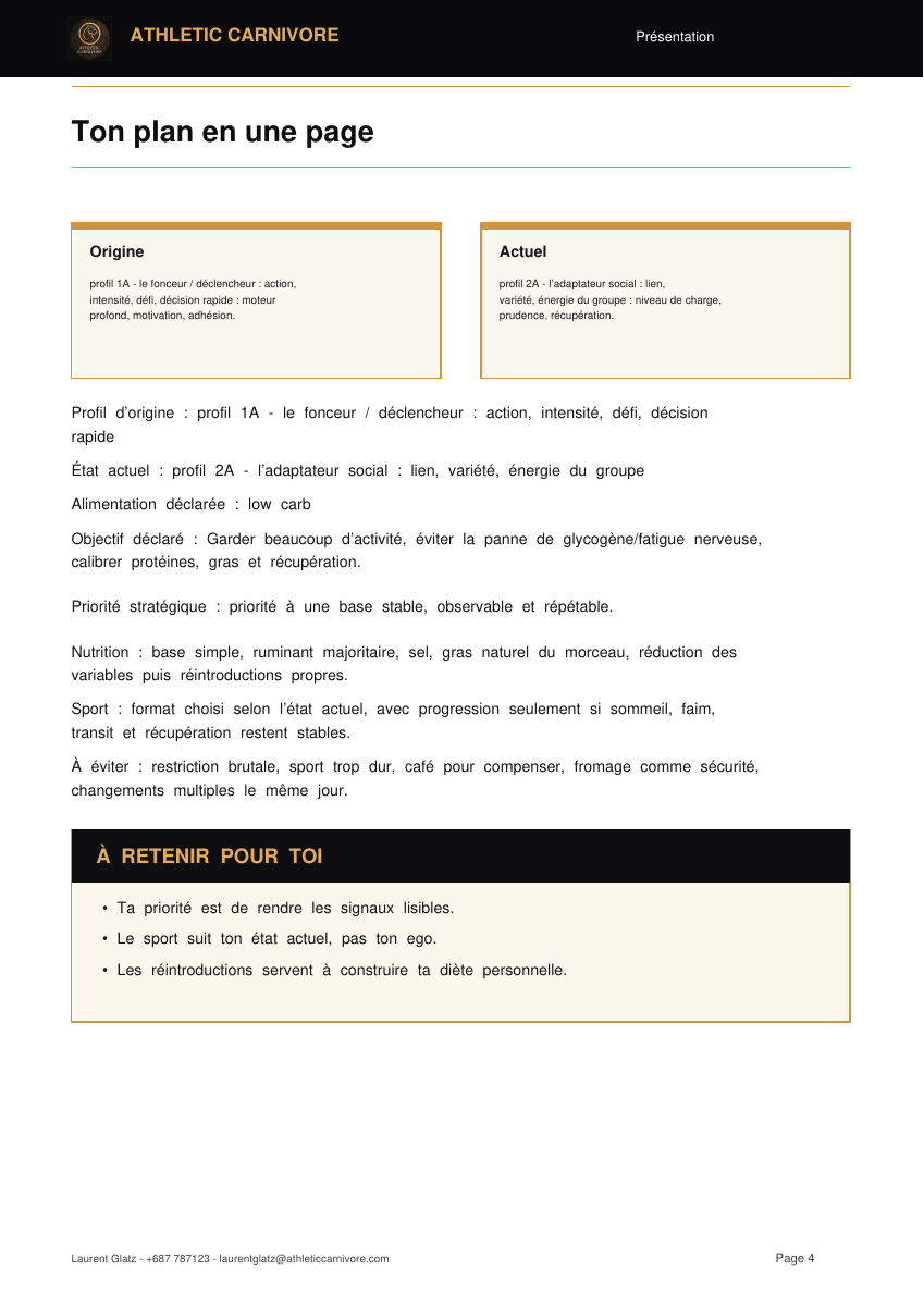 Aperçu du plan en une page du rapport premium